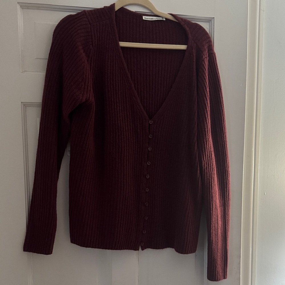Abercrombie & Fitch Deep Red Cardigan Sweater